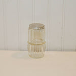 Vintage Clear Ribbed Glass Jar with Original Aluminum Lid (c. 1930's?) Depression Era Glass, Kitchen Storage and Decor, Country Home Decor