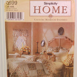 Simplicity 0699 (c.1999) Simplicity Home, Country Bedroom Ensemble, Home Decor, Duvet Cover, Pillow Cover, Tablecloth, Valance, Curtain
