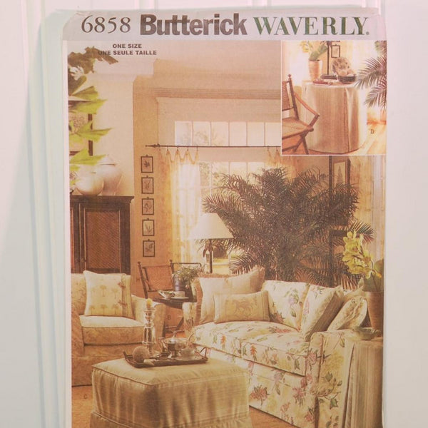 Butterick 6858 (c. 2001) Butterick Waverly Slipcover Sewing Pattern, Sofa Slipcover, Chair Slipcover, Ottoman, Table Topper, Home Deocr