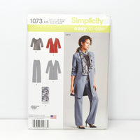 Simplicity 1073 Easy To Sew (c. 2015) Misses' Sizes 6-14  Pants, Unlined Coat or Jacket, Scarf and Knit Top