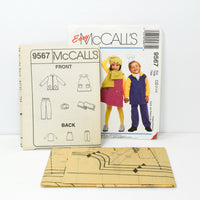 Vintage Easy McCall's 9567 Kids Stuff Boys' and Girls' Sewing Pattern (c. 1998) Child Size 2-4