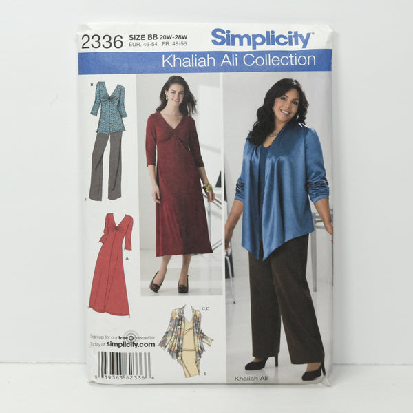 Front of the paper envelope for Simplicity 2336 sewing pattern from the Khaliah Ali Collection.