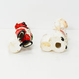 Vintage Commodore Japan Santa & Mrs Claus Candle Holders with Spaghetti Trim
