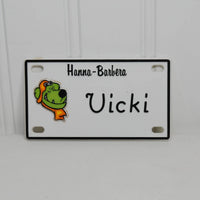 Vintage Retro Hanna-Barbera Scooby Doo and Muttley Bicycle Name Plates, Tags (c. 1972) Valerie & Vicki, Retro Cartoon