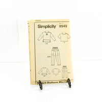Simplicity 8949 Sewing Pattern for Child's Pants, Shorts & Top (c. 1994) Children Sizes 7-12