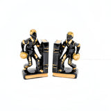 Vintage Black and Gold Ceramic Redware Bowling, Bowler Bookends, Made In Japan (1940's-1950's)