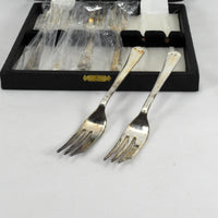 Mid Century Raimond Sheffield England Silverplate Dessert Serving Set With Original Box (c. 1950's-60's) With 1 Cake or Cheese Server and 6 Forks