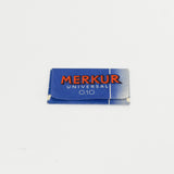The back of the Merkur Universal .10 razor blade package.