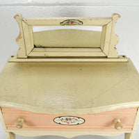Vintage Wooden Chippy Doll One Drawer Dresser With Attached Mirror (c. 1940's) With Video