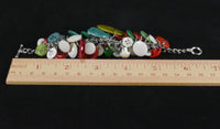 Custom One of a Kind Handmade Vintage Button Bracelet With Red, Green & White Buttons - 6 1/2 Inch Length