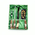 Beautiful Vintage Stainless Steel Solingen Germany Carving Set With Intricate Engravings and Antler Handles