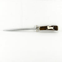 Beautiful Vintage Stainless Steel Solingen Germany Carving Set With Intricate Engravings and Antler Handles
