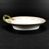 A side view of the Flora Danica oval dish by Royal Copenhagen.