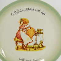 Vintage Holly Hobbie Decorative Plate "What's Stitched With Love Will Never Tear" (c. 1972)