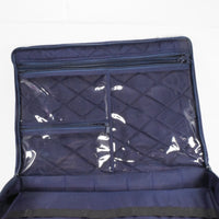 Gently Used Yazzii Navy Fabric Quilted Crafting Organizing Case With Double Handles