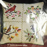 Vintage Bucilla Creative Needlecraft Bird Quartet 16 Inch Square Decorator Pillow Kit 2187 (c. pre-1990's)