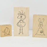 Gently Used Vintage Weensies by Susan Mahoney Wood Block Rubber Stamps (c. 2001) Stampotique, Balla-Weensie, Lally and Annabel