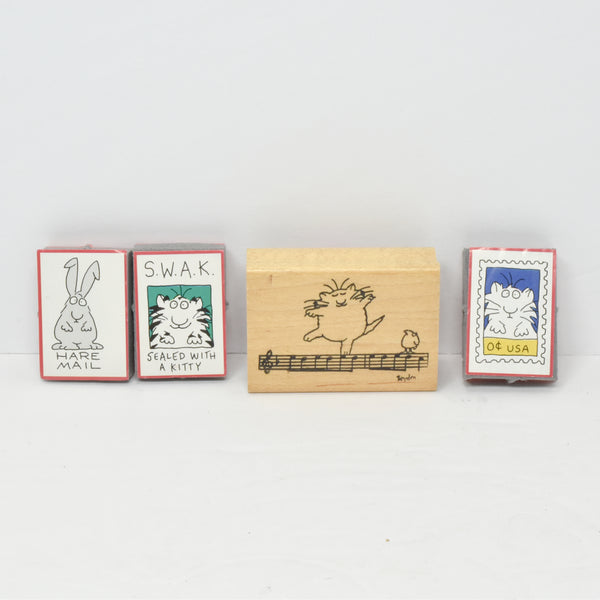 Vintage Sandra Boynton #482 Dance To The Music Rubber Stamp Plus Three Smaller Stamps (c. 1986-90's)