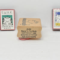 Vintage Sandra Boynton #482 Dance To The Music Rubber Stamp Plus Three Smaller Stamps (c. 1986-90's)