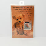 Vintage United States Post Office Commemorative Pewter Teddy Bear Necklace and Card (c. 1998)
