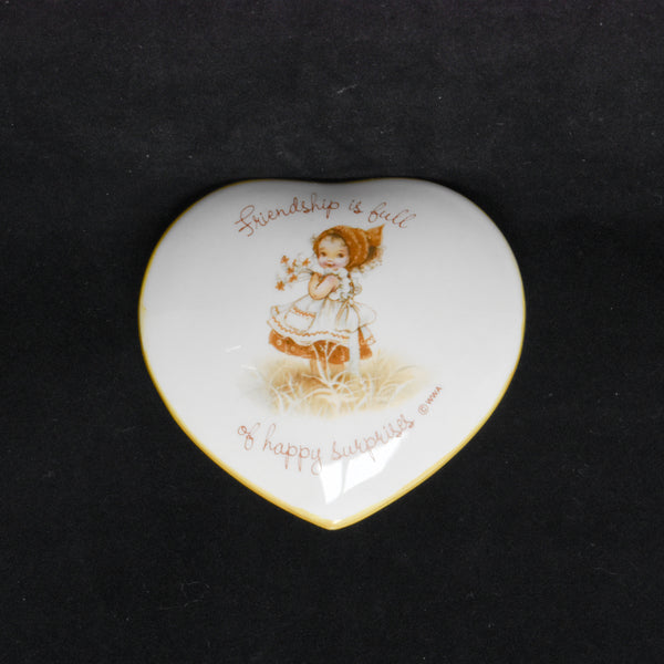 Vintage Gretchen Stoneware Friendship Porcelain Heart Shaped Trinket Box, WWA Inc. (c. 1977)