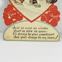 Vintage Little Girl with a Small Dog Honeycomb Valentine (c. 1940's) Made In Canada