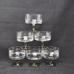 Mid Century Rosenthal Linear Smoke Champagne or Sherbet Stemmed Crystal Glass (c. 1960's) Square Base
