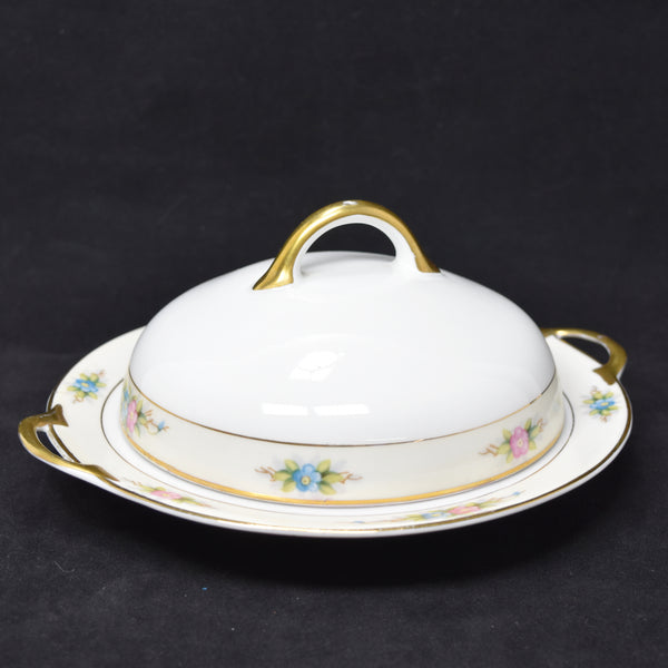 Vintage Royal Bayreuth Bavaria 3 Piece Covered Porcelain Butter Dish