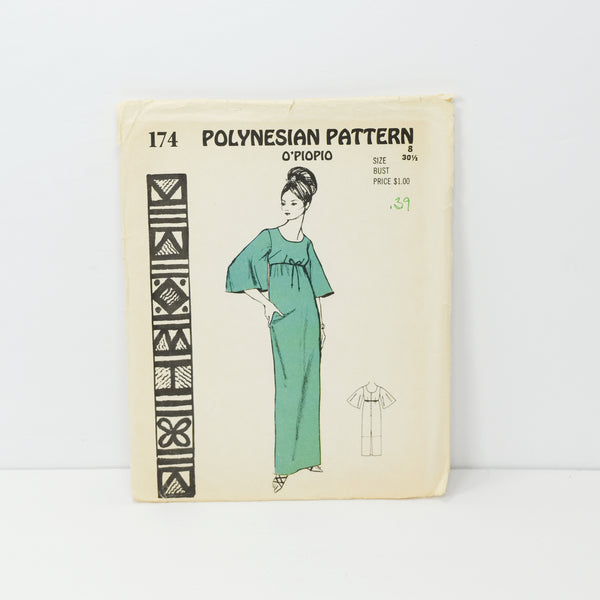 Vintage Polynesian Pattern 174 O'Piopio Long Dress Sewing Pattern Size 8