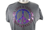 Too Hip Chicks Dark Heather Gray Crew Neck T-Shirt With A Peace Sign & Life, Love & Reselling