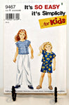 It's So Easy It's Simplicity For Kids Simplicity 9467 (c.1996) Child's Sizes 2-6x, Pull On Pants, Shorts and Top