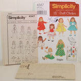 Simplicity 4347 (c.2005) Simplicity Archives 18" Doll Clothes, 18 Inch Doll Clothes, Doll Dress, Doll Coat, Doll Robe, Vintage Styling