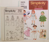 Simplicity 3929 (c. 2006) Simplicity Archives, Vintage 1952, Clothes For 18" Dolls, 18 Inch Fashion Dolls, Doll Blouse, Doll Dress, Retro