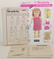 Simplicity 4654 (c. 2005) Elaine Heigl Designs, 18" Doll Clothes, Summer Clothes, Fashion Doll, Doll Shorts, Doll Dress, Doll TShirt, Gift