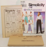 Simplicity 8189 (c. 1992) Misses Split Skirt, 2 Lengths, Pants, Shorts, Misses Size Petite, Small, Medium, Sewing Pattern, Easy Sewing
