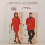 Shown is the paper envelope for vintage Butterick 4679. There are two color photos of women in outfits created with this sewing pattern. The pattern was created by Linda Allard for Ellen Tracy. It is for women's sizes 18-22.