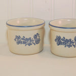 Vintage Pfaltzgraff Yorktowne Dipper (c. 1980's) Custard Cup, Ramekin, Castle Mark, Stoneware, Salt Glaze, Blue Floral, Dip Bowl