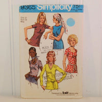 Vintage Simplicity 9365 Misses' Blouse Pattern (c. 1971) Misses' Size 12, Bust 34, Knit Fabric Blouse Pattern, Retro Styling, Vintage Blouse