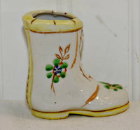 Vintage Made In Occupied Japan Ceramic Ladies Boot (c.1947-1952), Handpainted Florals With Yellow Trim, Collectible, Gift Idea, Ceramic Boot