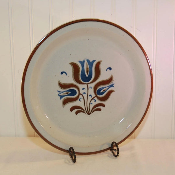Vintage Rustic Century Corum Ceram Stoneware Platter, Elsenore Pattern (c. pre-1998) Blue and Brown Tulip Pattern,  Vintage Made In Japan