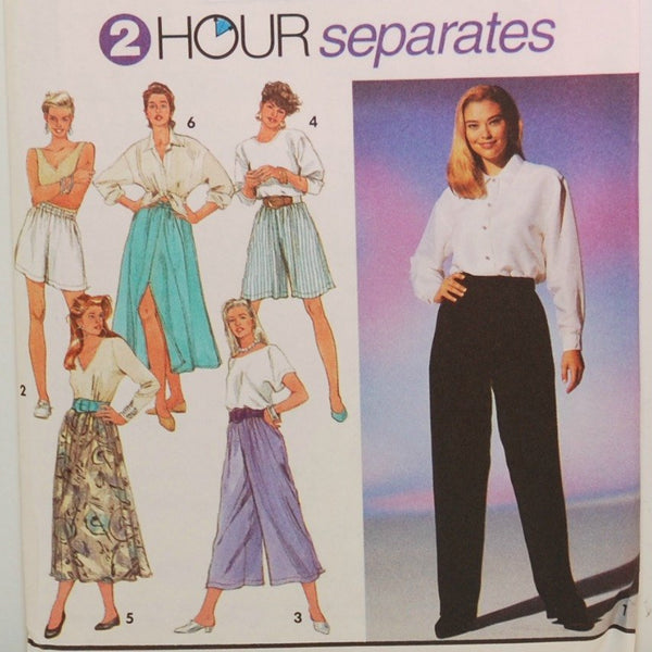 Simplicity 8189 (c. 1992) Misses Split Skirt, 2 Lengths, Pants, Shorts, Misses Size Petite, Small, Medium, Sewing Pattern, Easy Sewing