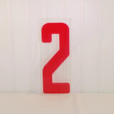 Vintage Industrial Marquee Plastic Red Number 2, 9" Tall