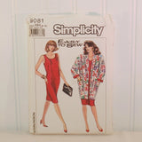 Shown is the front of the paper envelope for Simplicity 9081 c. 1989. It is from their Easy to Sew line. Featured are two illustrated white women who are were pieces of clothing that can be made from this vintage sewing pattern.