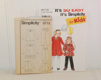 It's So Easy, It's Simplicity For Kids, Simplicity 9715 (c. 1995) Girls' Size 2-6X, Child's Pants, Dress, Top, Little Girl's Clothes