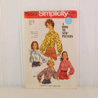 Vintage Simplicity 8299, A How To Sew Pattern (c. 1969) Misses' Size 12, Bust 34, Retro Shirt Pattern, Ascot Pattern, Vintage Shirt