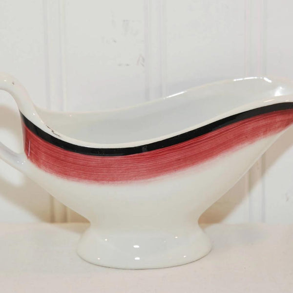 Vintage Mayer China Small Gravy Boat or Creamer (c. 1964) Red and Black Decoration, Hotel Ware, Beaver Falls, Pennsylvania, Collectible