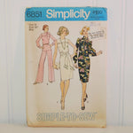 Vintage Simplicity 6851 Simple To Sew (c. 1974) Misses' Size 14, Bust Size 36 Inches, Chemise Dress, Wide Leg Pants, Scarf, Retro Style