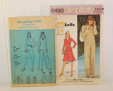 Vintage Simplicity 6498 Jiffy Knits Sewing Pattern (c. 1974) Misses' Size 14, Bust Size 36 Inches, Two Piece Dress Or Top, Pants, Retro