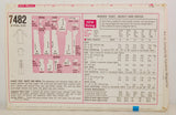 The back of the paper pattern envelope which tells you that a Misses' coat, jacket and dress can be made. Also there are 20 pieces given. Measurements are also listed on the right hand side.