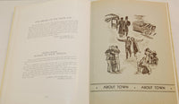 Shown are another two pages from within the 1937 Norwester yearbook. On the left there are two heading the first one states: Our library on the movie lot. The second one states: Sixth grade school of magic speech.  On the right hand page is a drawing over various people and a car. Below it are the words About Town which is repeated twice.